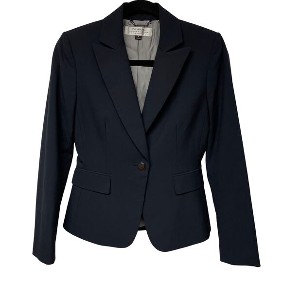 Tahari ASL Classics Blue Blazer Womens Size 2 Stretch One Button Single Vent - Picture 1 of 9